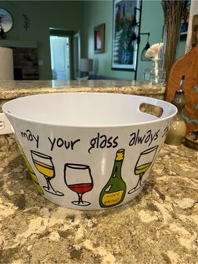 White Wine Party Bowl with Colorful Drink Graphics Champagne Ice Bucket